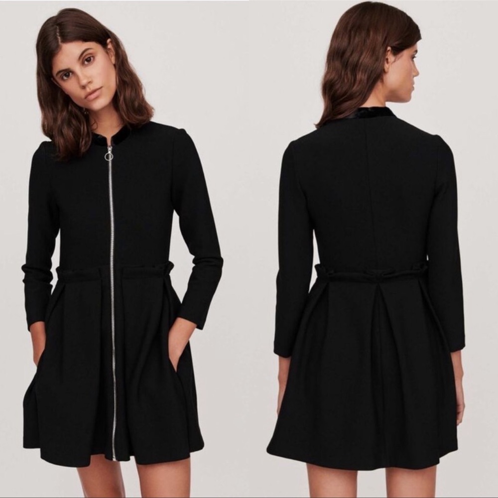 Maje zipped black sleeves dress L